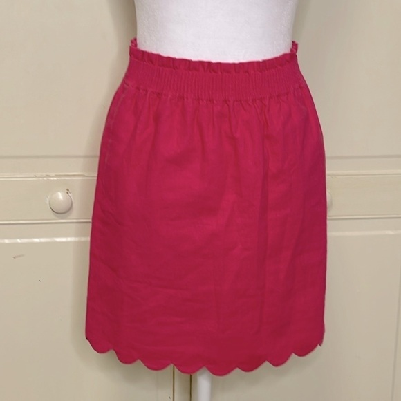 J. Crew Dresses & Skirts - J.CREW Women’s Pink Short Mini Linen and Cotton Scallop Hem Skirt Size 0
